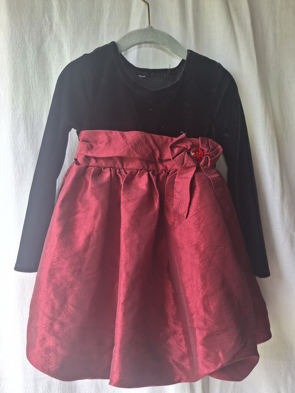 George Black Velvet & Red Satin Holiday Dress